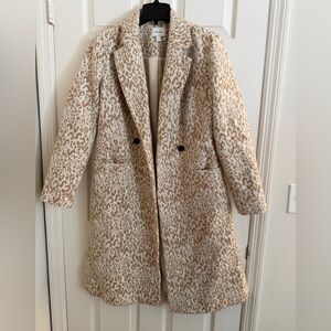 Nine West Tan Leopard Print Pea Coat